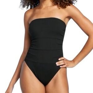 SHADE & SHORE strapless bandeau high leg cheeky one piece swimsuit sz medium NWT